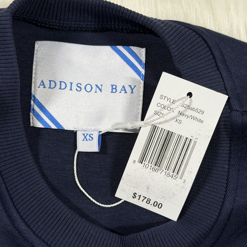 Addison Bay Size XS Navy Blue White Mixed Soft Luxe Harper Sweatshirt Dress - Picture 6 of 10